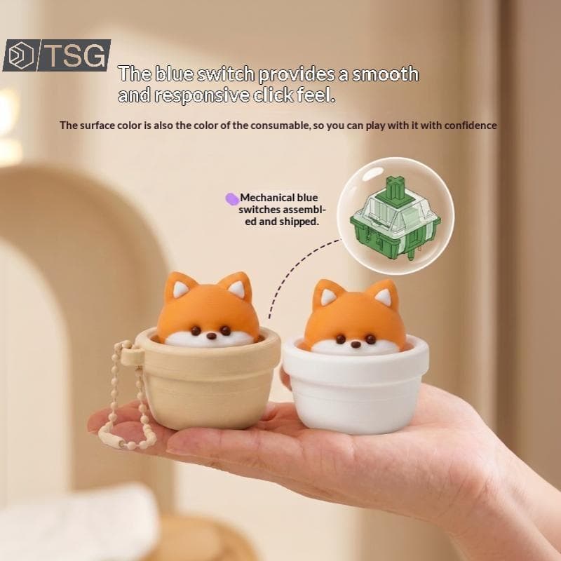 [Trêsgoodstonesgen] Chaveiro Clicker Com Botão De Dedo De Animal De Desenho Animado , Fidget De Recuperação Lenta Macia