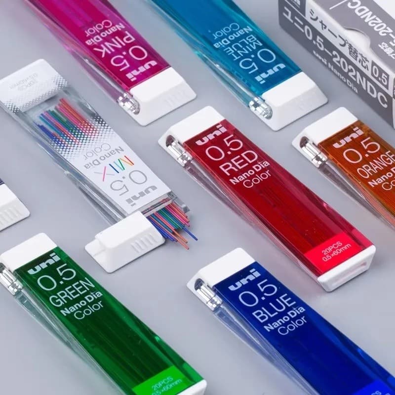 1 Pçs Uni Nano Grafite Chumbo Núcleo 202NDC Colorido Lápis Mecânico Recarga De 0.5mm Estudante HB Escrita Papelaria