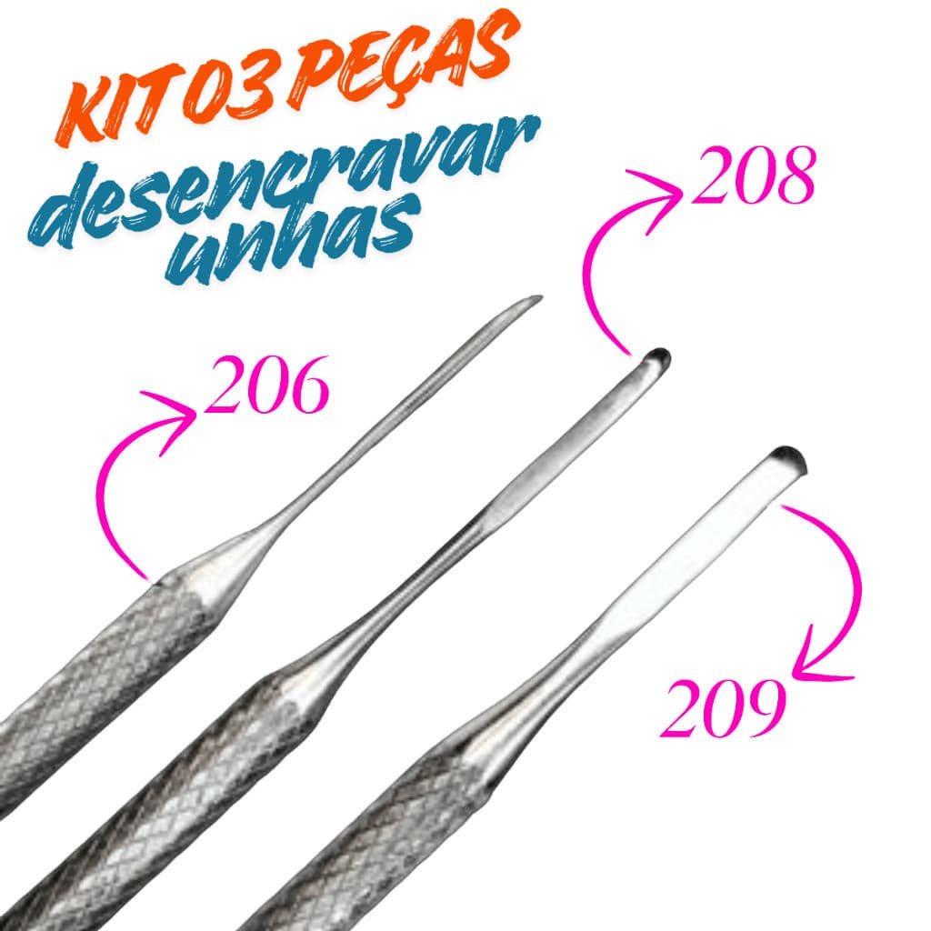 Kit 3 Peças remover unha encravada Goiva 206 Nuclear 208 E 209 manicure pedicure gel esmalte base