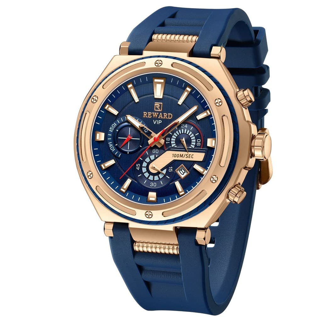 Recompensa multifuncional esportes quartzo relógio masculino pulseira de Silicone três olhos seis mãos cronógrafo mascul