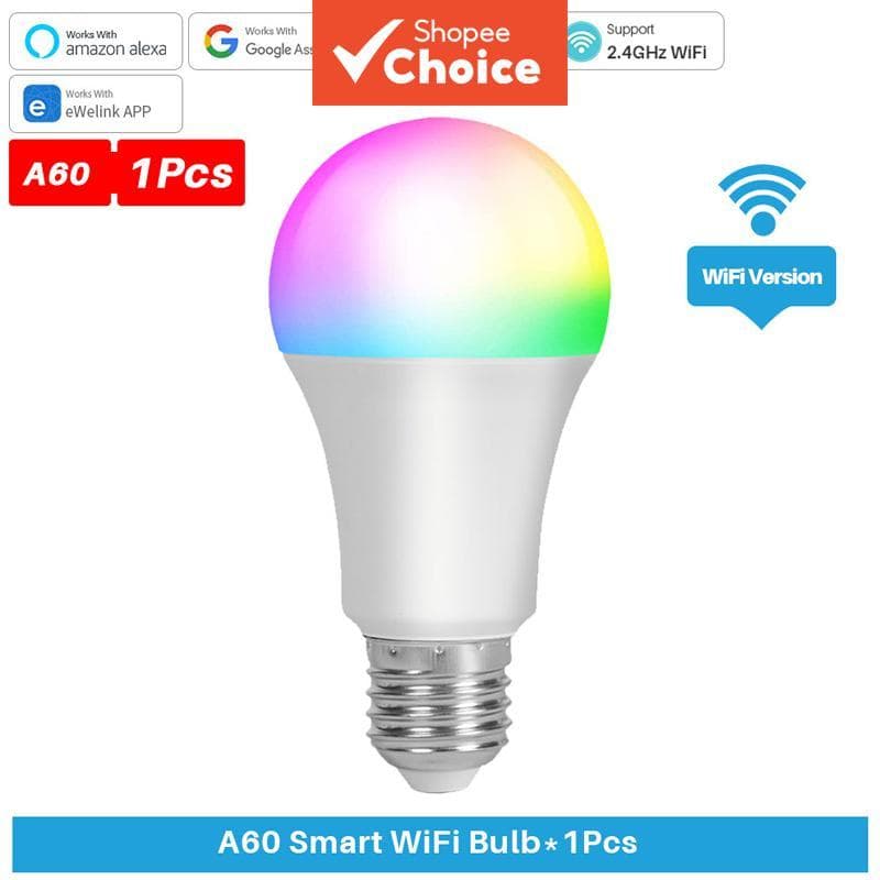 A60 WiFi Lâmpada LED Inteligente RGB Mudança De Cor Controle De Voz Trabalhe Com Alexa Google Assistant eWeLink App Regu