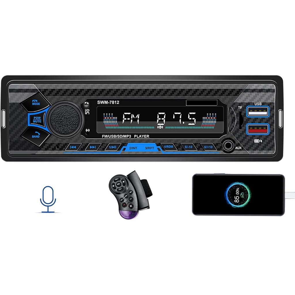 Sistema de som automotivo Bluetooth de 1 DIN, sistema de rádio automotivo universal de 7 polegadas, rádio automotivo de