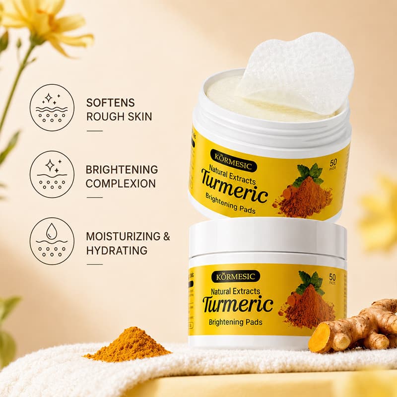 Almofada de algodão iluminadora de cúrcuma KORMESIC em estoque pronto para iluminar a pele hidratante Q0810