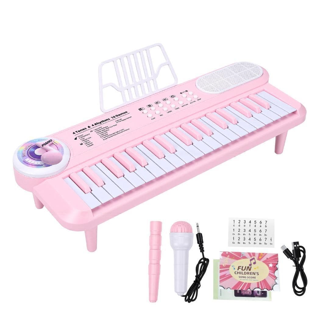 Piano com teclado infantil de 37 teclas com suporte para microfone, brinquedo musical eletrônico portátil para educação