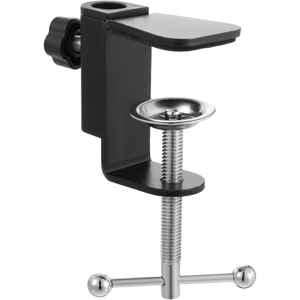 Braçadeira C Preta, Suporte de Mesa 2 em 1 para Microfone |   Suporte de Mesa Metálico com Grampo e Parafuso Ajustável p