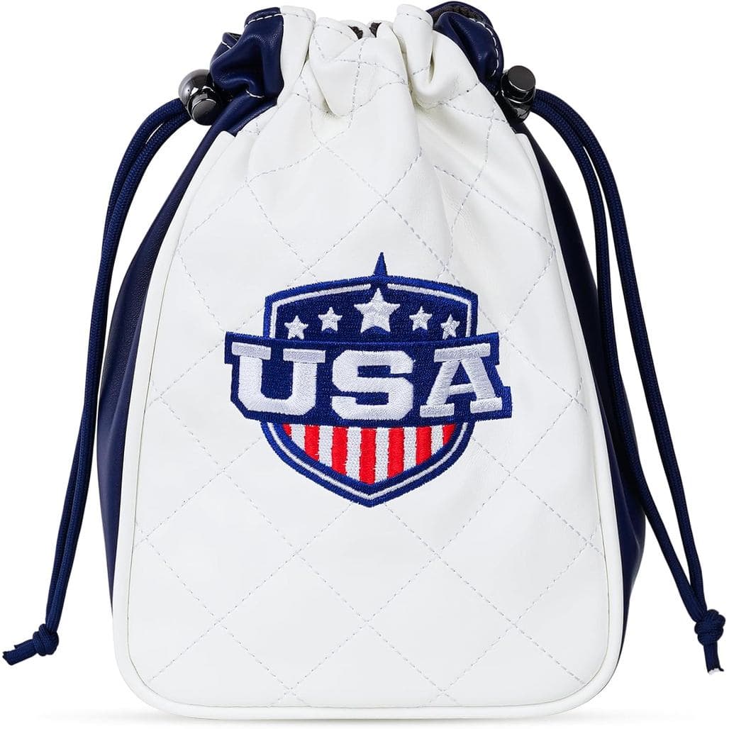 CRAFTSMAN GOLF USA Bolsa de Couro para Itens de Valor de Golfe com Fecho de Cordão e Padrão de Diamante