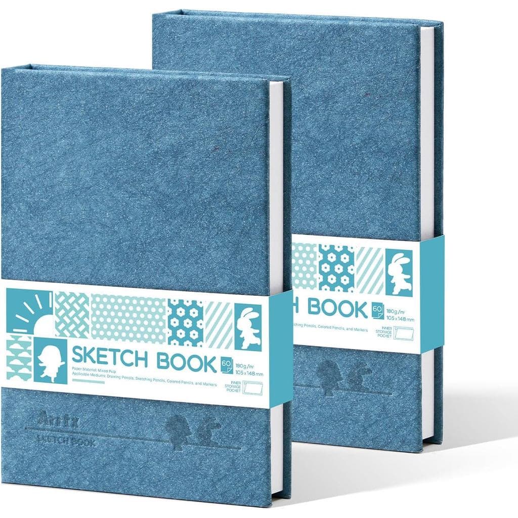 Caderno de Desenho Arrtx A6 5.8"x4.1" - 120 Folhas/240 Páginas (Pacote com 2), Papel de 180gsm sem Ácido, Caderno de Des