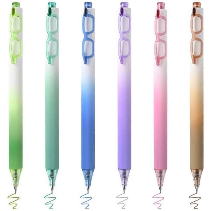 6 Canetas Gel Coloridas, Caneta Retrátil Estética, Ponta Fina de 0,5mm, Secagem Rápida, Tinta Colorida, Caneta de Escrit