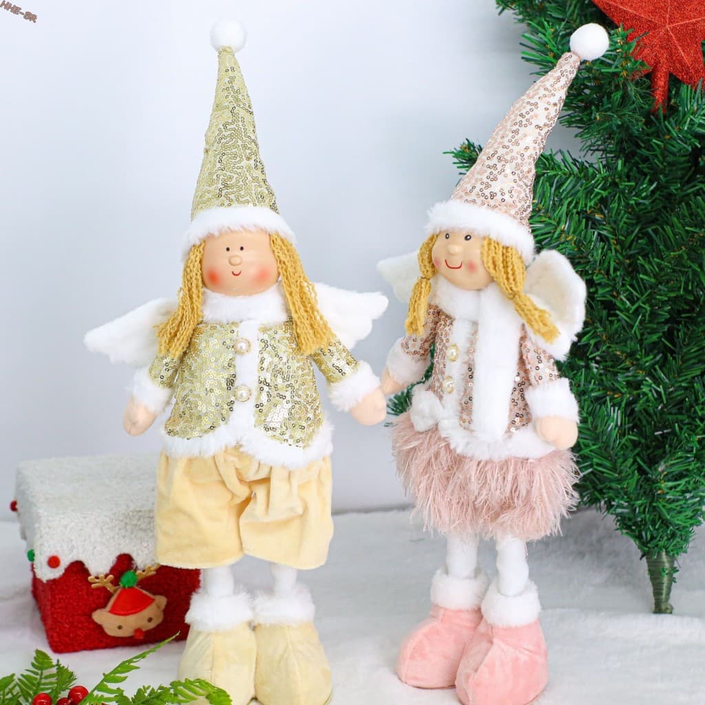Ornamento De Boneca De Anjo Com Pernas Retráteis-Decoração De Casa Janela De Natal Trança Amarela