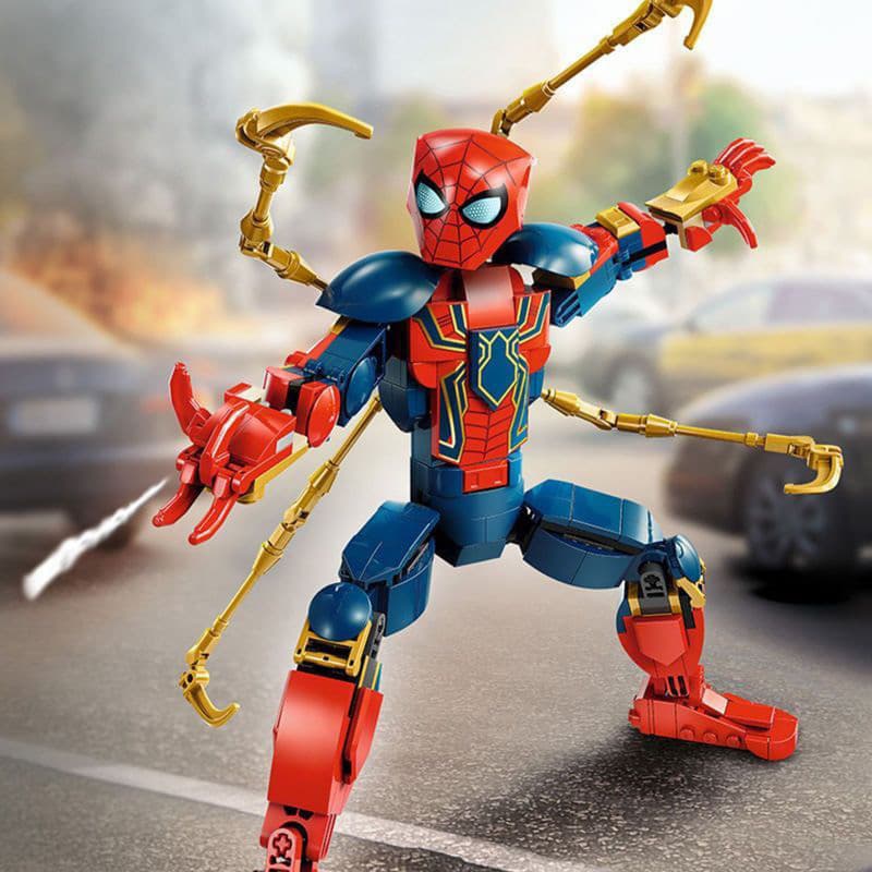 Lego blocos de construção super-herói ferro homem-aranha menino montado brinquedo infantil presente