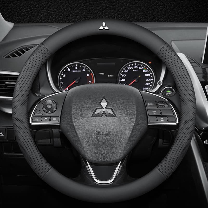 Capa de Volante Decorativa em Couro para Mitsubishi X-pander Pajero L200 Triton Galant Asx Lancer L300 Mirage, Acessório