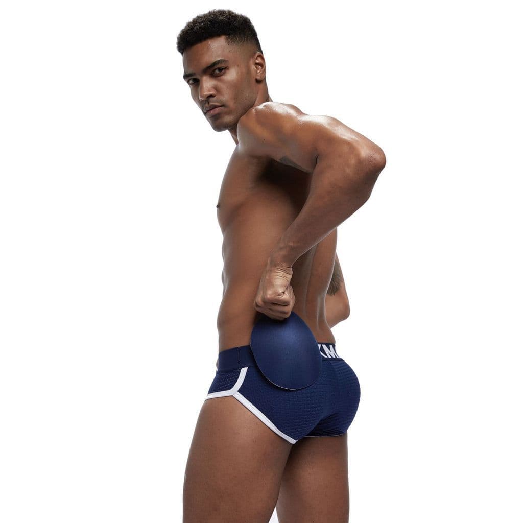 Nova malha respirável roupa interior masculina copo frontal + almofada traseira Hip cuecas masculinas acolchoadas removí
