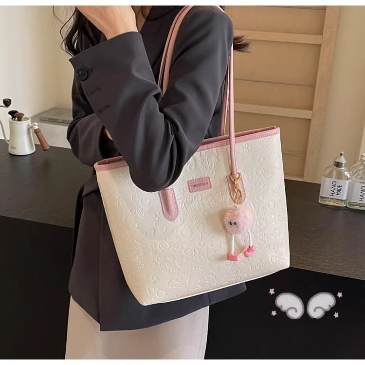 Sacola De Couro PU De Grande Capacidade Para Mulheres-Bolsa De Trabalho Escolar