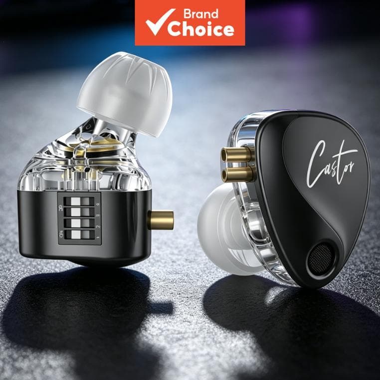 Fones De Ouvido KZ Castor Audiófilo Ajustável Monitor Intra-Auricular 16 Opções De Ajuste Driver Dinâmico Duplo HM Targe