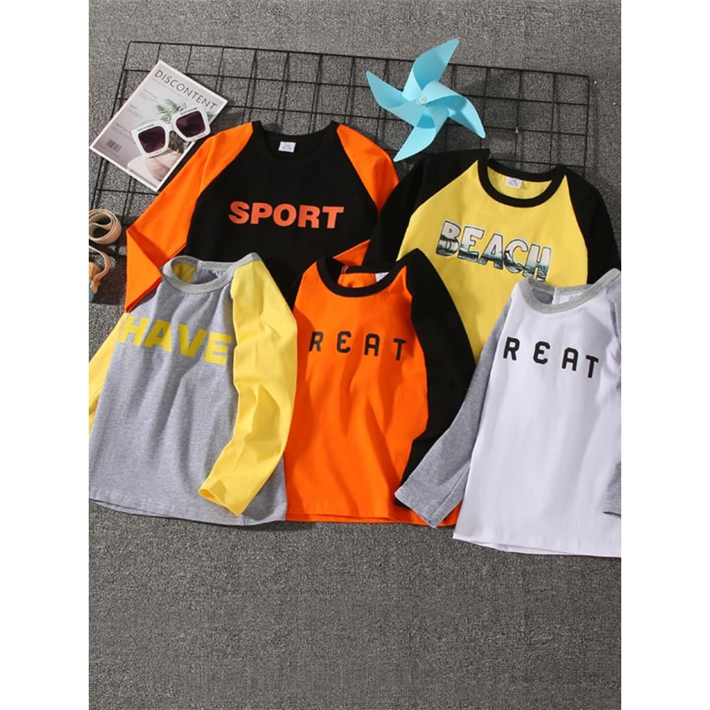 180g estilo outono infantil manga comprida Stretch Lycra algodão fundo contraste cor meninos meninas camisas internas co