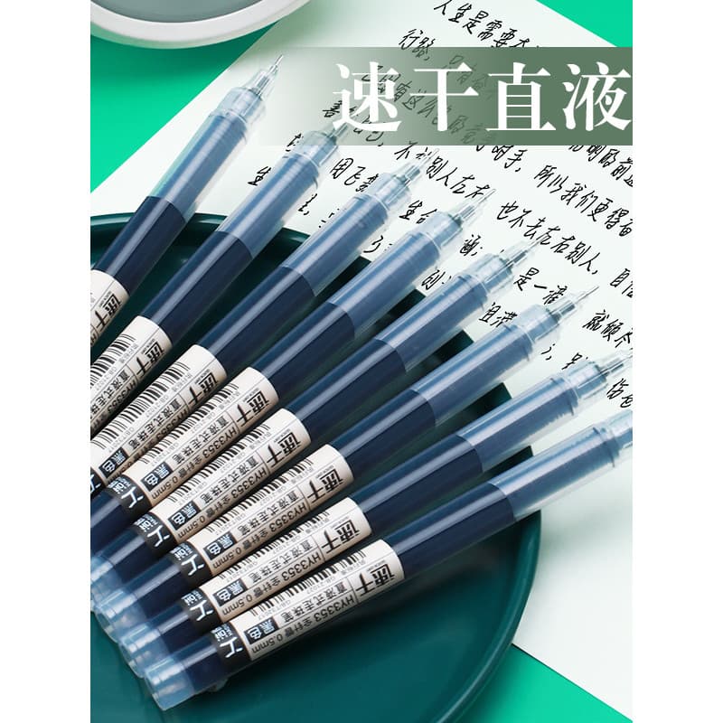 Caneta Rollerball líquida reta 0.5 Caneta de Gel de grande capacidade Caneta líquida reta preta de secagem rápida Exame