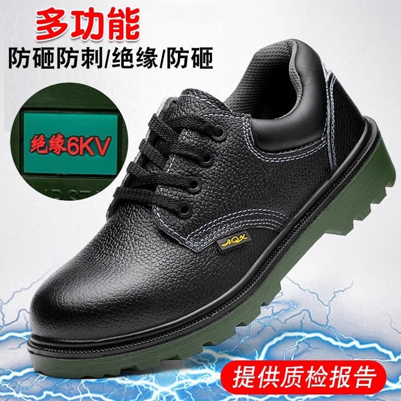 Sapatos de proteção trabalhista isolados para eletricista masculino 6KV anti-esmagamento anti-furo biqueira de aço leve