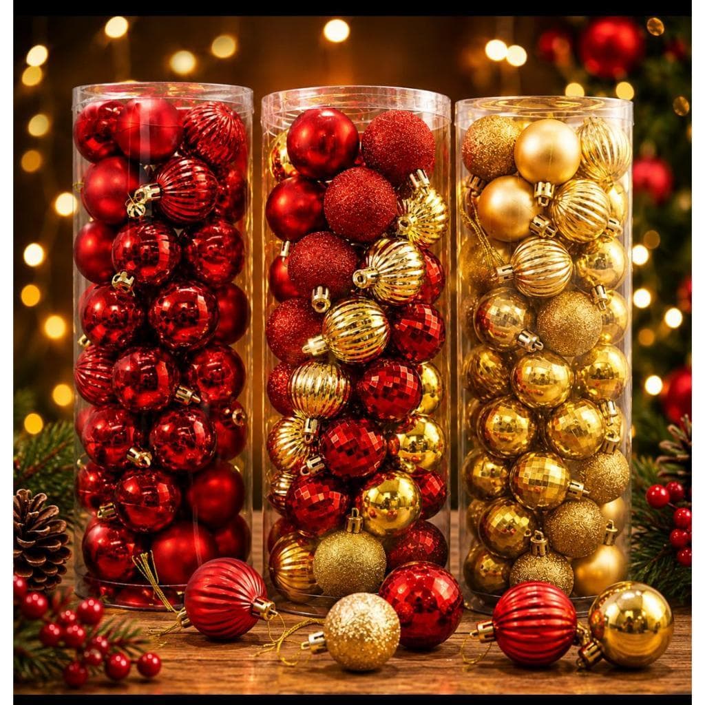 Kit 45 Bolas de Natal Bolinhas Decoração Árvore Enfeites Natalina Pendentes Premium