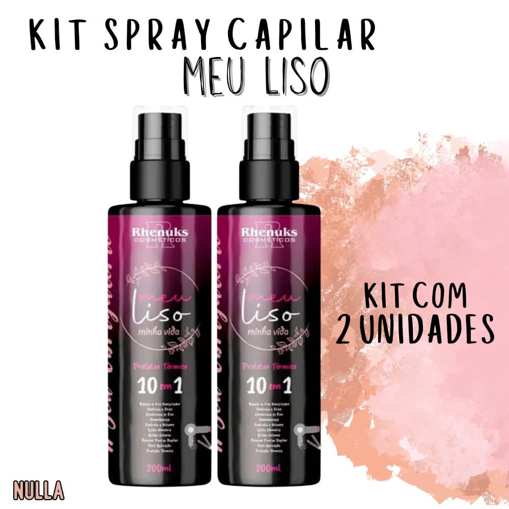 Kit 02 Spray Capilar Meu Liso - 10 benefícios - Rhenuks 200ml
