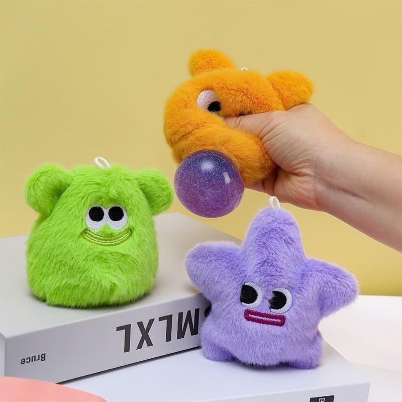 Crianças novo estranho cuspe espuma pequeno monstro de pelúcia pitada música descompressão brinquedo complicado bola orn
