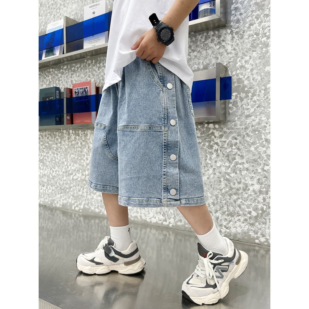 Calças Jeans para meninos jovens, calças médias, roupas de verão 2026, novo estilo, calças cortadas para meninos grandes