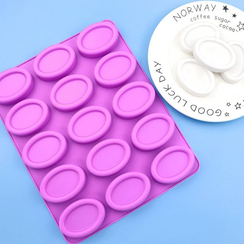 PROTE 15 Cavidade Oval Silicone Sabão Molde Feito À Mão DIY De Bolo De Chocolate Ferramenta De Cozimento BR