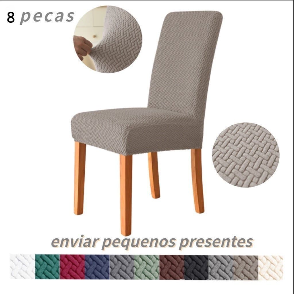 8 Peças de Capas para Cadeiras de Sala de Jantar, Capa Flexível, Protetor Removível e Lavável