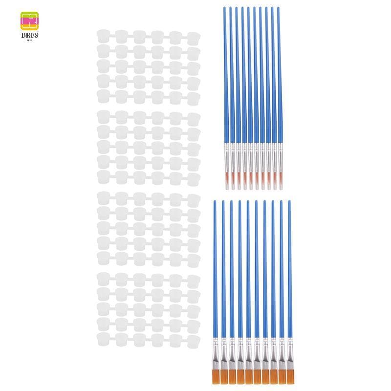 20 Tiras 120 Potes De Pintura Vazias E 20 Peças Pincéis , Copo Recipientes De Armazenamento De Plástico Transparente , 3