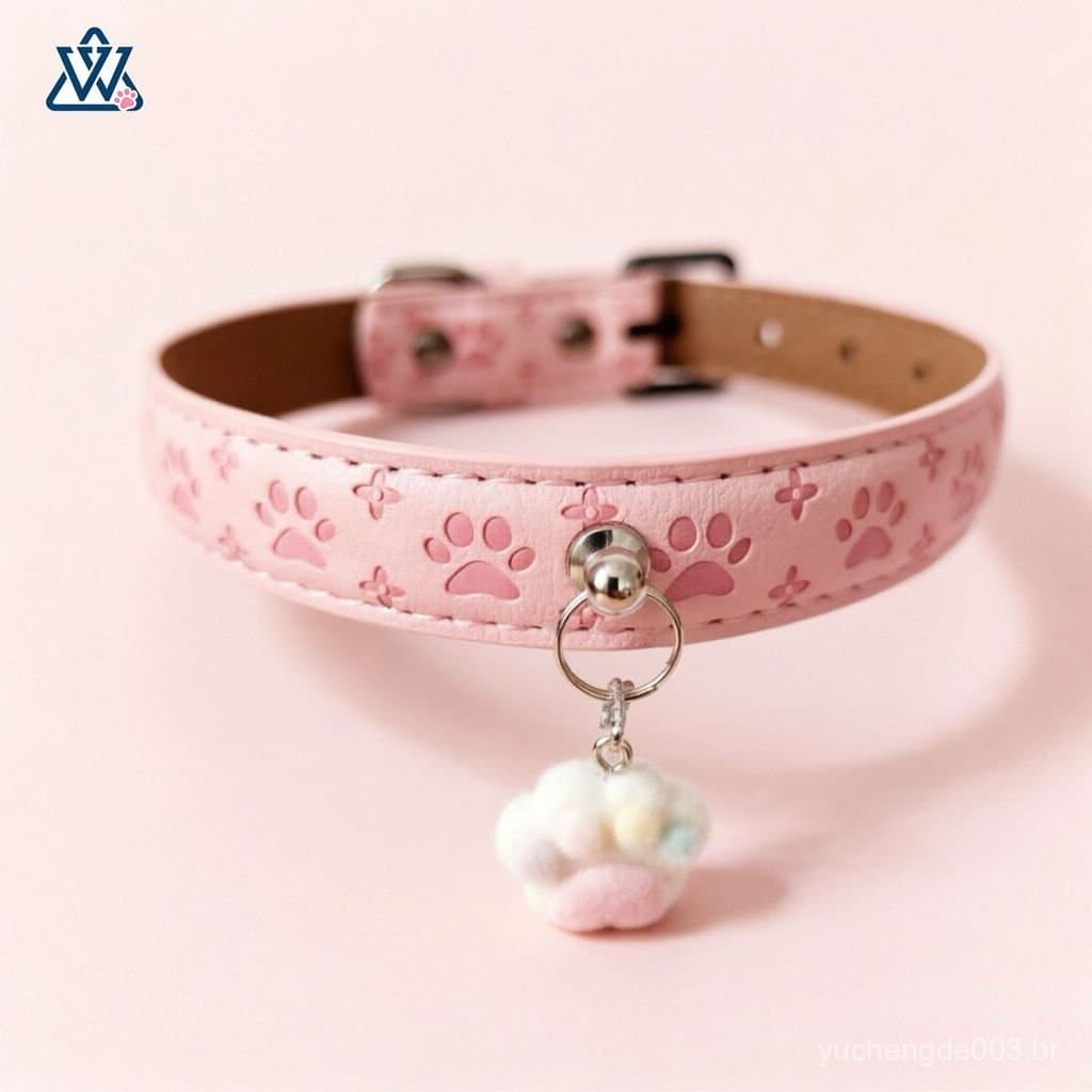 Coleira para cães de pequeno e médio porte, coleira com pingente de pata, coleira para gatos e cães 7.21 4VBL