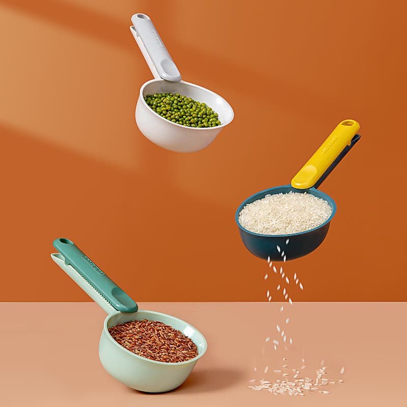 Colher de arroz cozinha colher de medição doméstica escavação colher de farinha copo de grãos inteiros de