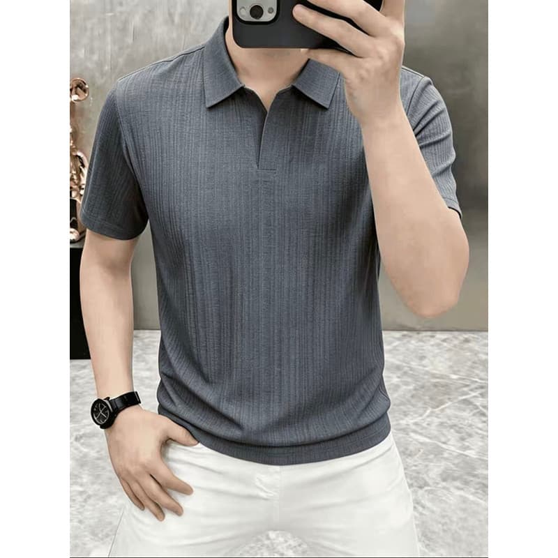 Camisa POLO masculina de lapela de manga curta 2026 novo estilo moda camiseta Casual respirável malha na moda All-Match