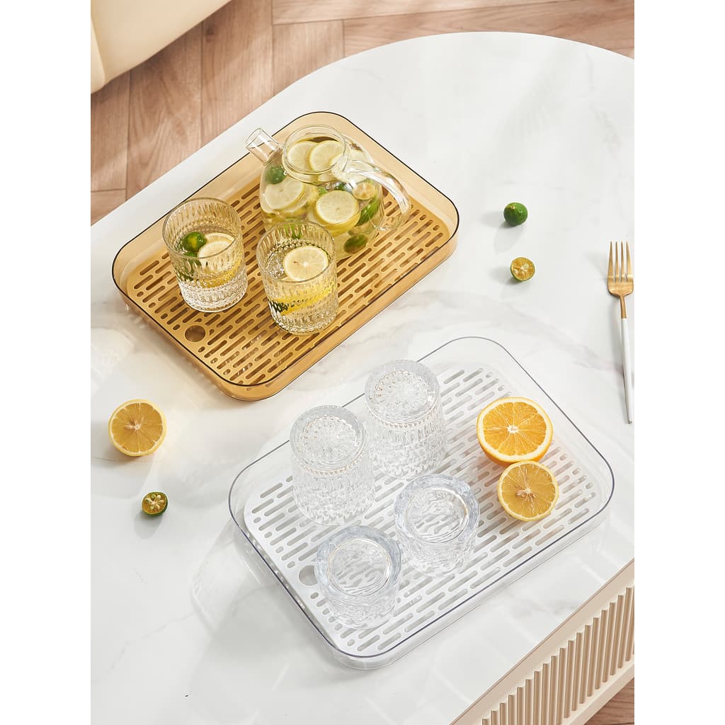 Conjunto de chá bandeja de chá bandeja retangular casa sala estar mesa café mesa duplo dreno bandeja chá plástico pe