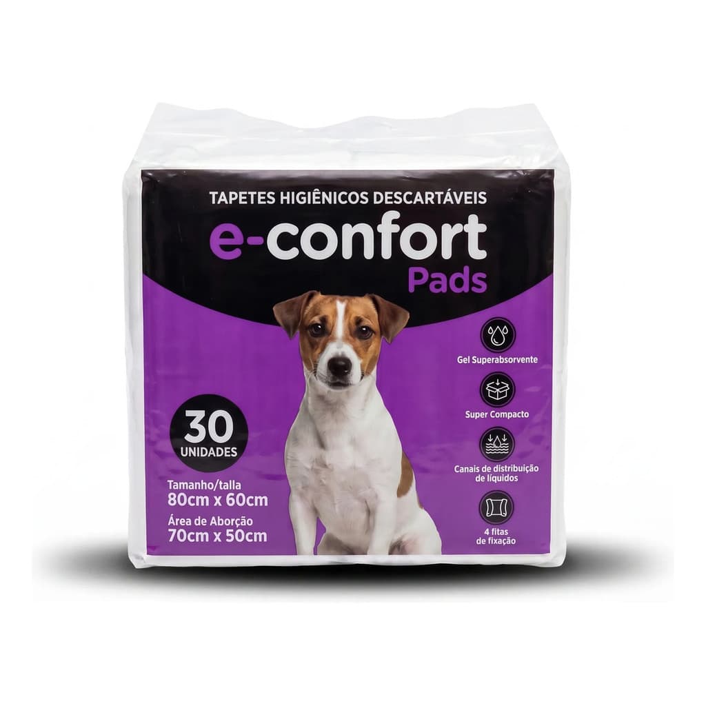 Tapete Higiênico E-confort Pads 80x60cm 30 Unidades