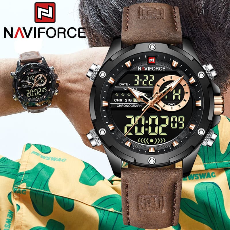 NAVIFORCE Digital Masculino Relógio Militar À Prova Dwaterproof Água De Pulso LED Quartzo Esporte Grandes Relógios Relog