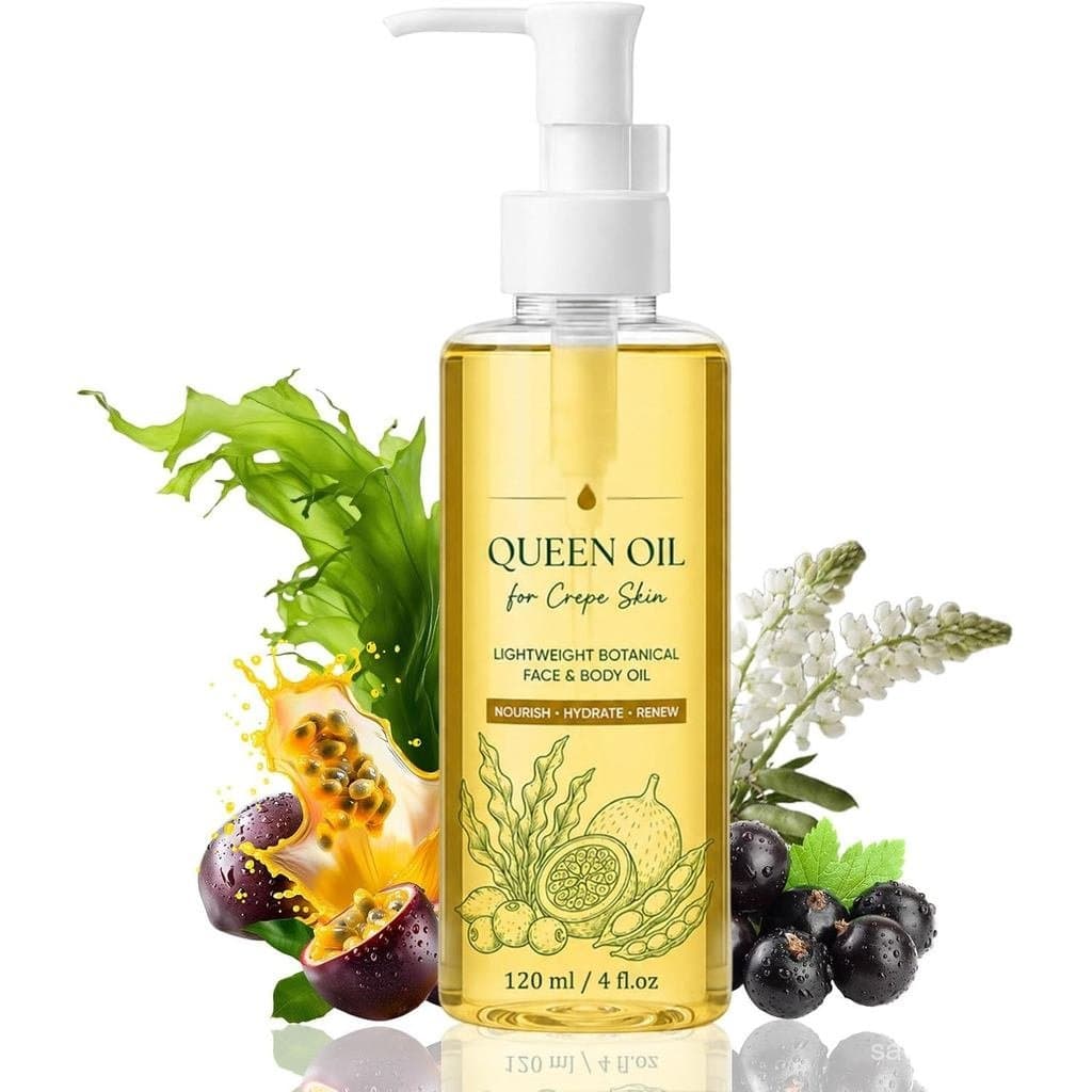 Óleo Queen para Crepe, 120ml/4fl.oz Óleo Corporal Queen (1 unidade) | Óleo para Rosto e Corpo Leve e de Rápida Absorção,
