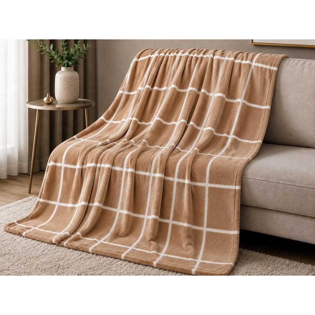 Manta Casal Grid Quadriculado Soft 2,00m x 1,80m Microfibra Toque Macio Cobertor Leve para Cama e Sofá