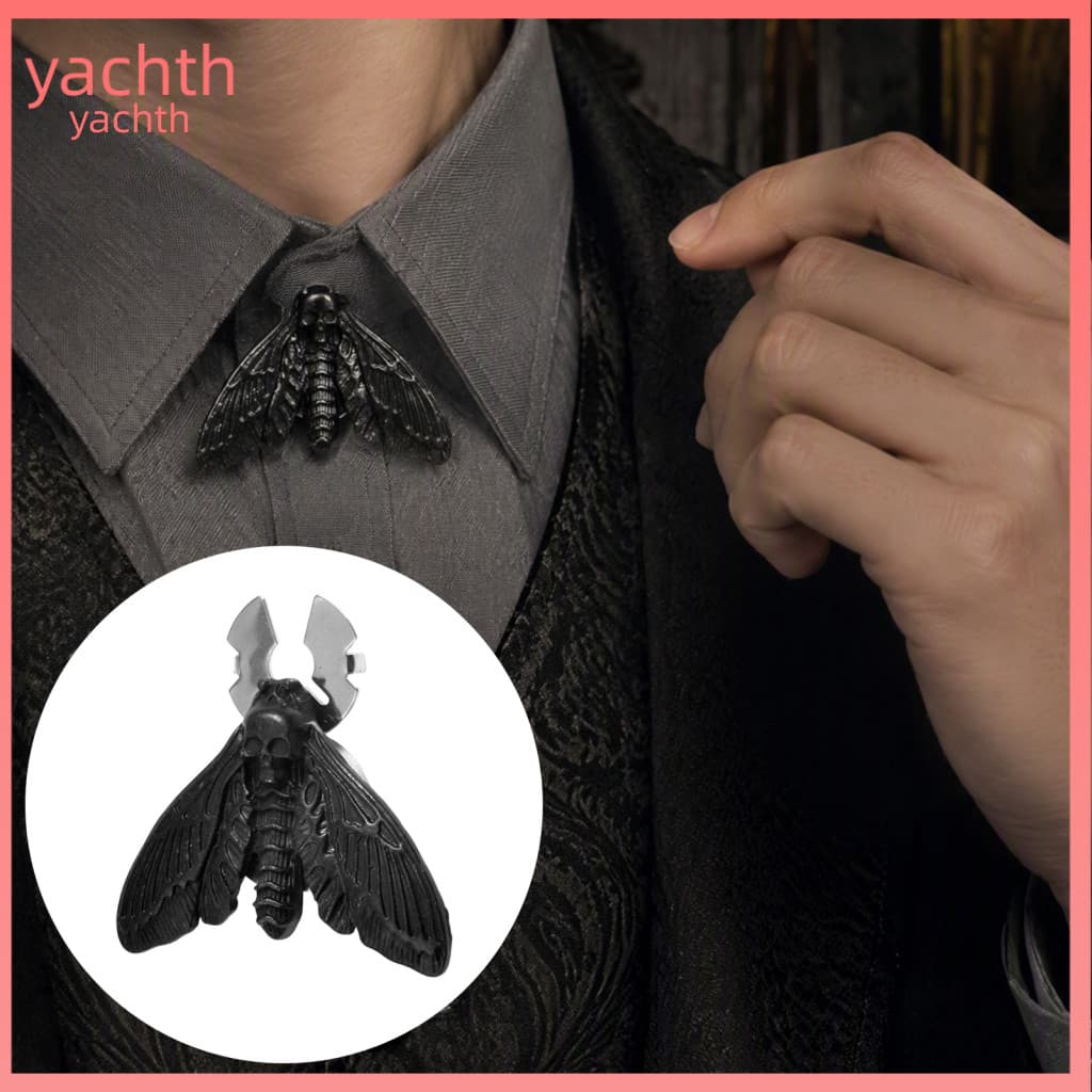 Moth Shirt Buttons Distressed Silver Skull Button Covers Vintage Metal Snap-on Collar Accessories Unique Cufflinks for M