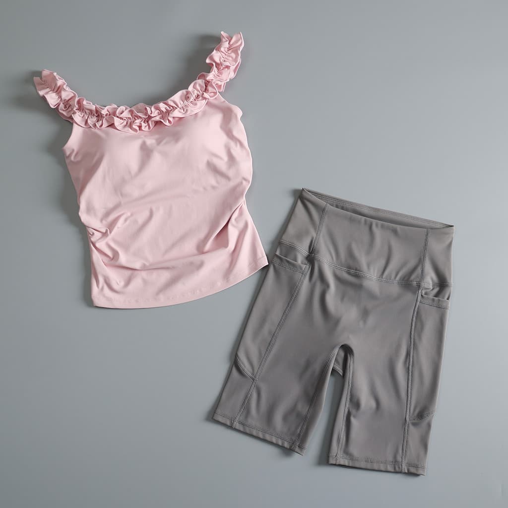 Terno esportivo feminino verão bonito mais magro olhar Yoga exercício colete de Fitness de alto valor fino-ajuste manhã