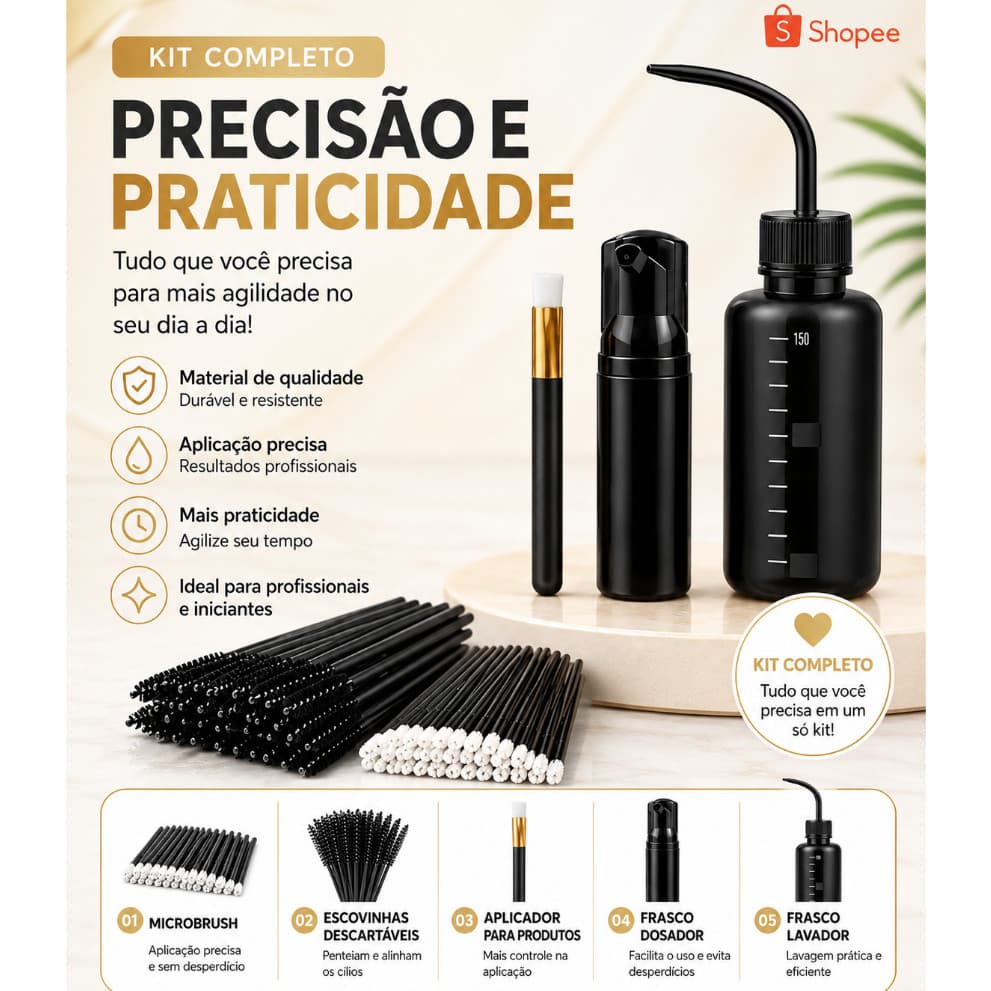 Kit Limpeza Black Type Pump Pisseta Pincel Limpeza Escovinha Microbrush