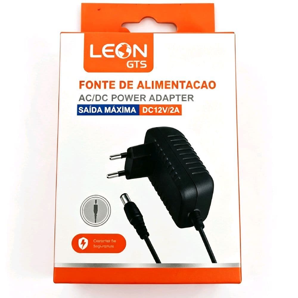 LEON GTS Fonte de Alimentação AC/DC Power Adapter Saída Máxima DC12V/2A para Carregamento Seguro e Eficiente