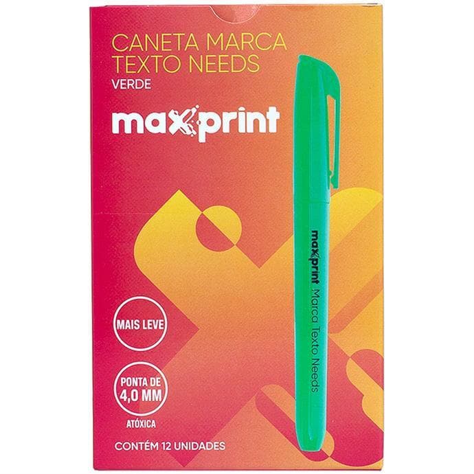 Caneta Marca Texto Maxprint Needs Verde Caixa 12 Un