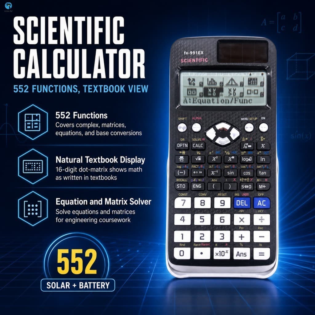 Calculadora Científica De Função 552 De 16 Dígitos Com Display De Livro Didático Natural Para Estudantes De Engenharia U