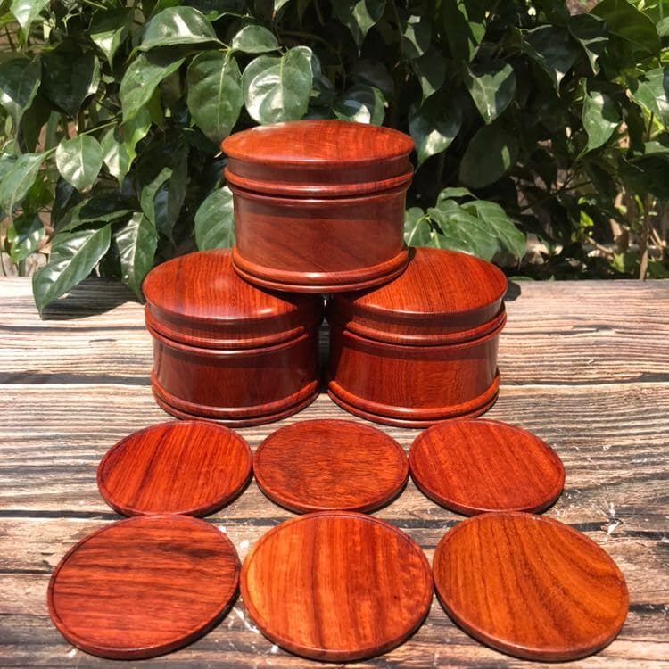 Porta-copos de mogno jacarandá birmanês grande fruta sândalo vermelho redondo isolamento térmico cerimônia de chá tapete