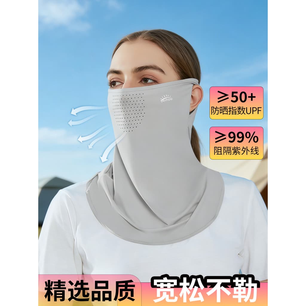 Atrás das orelhas penduradas protetor solar máscara facial pescoço proteção babador rosto cheio Anti-ultravioleta rosto