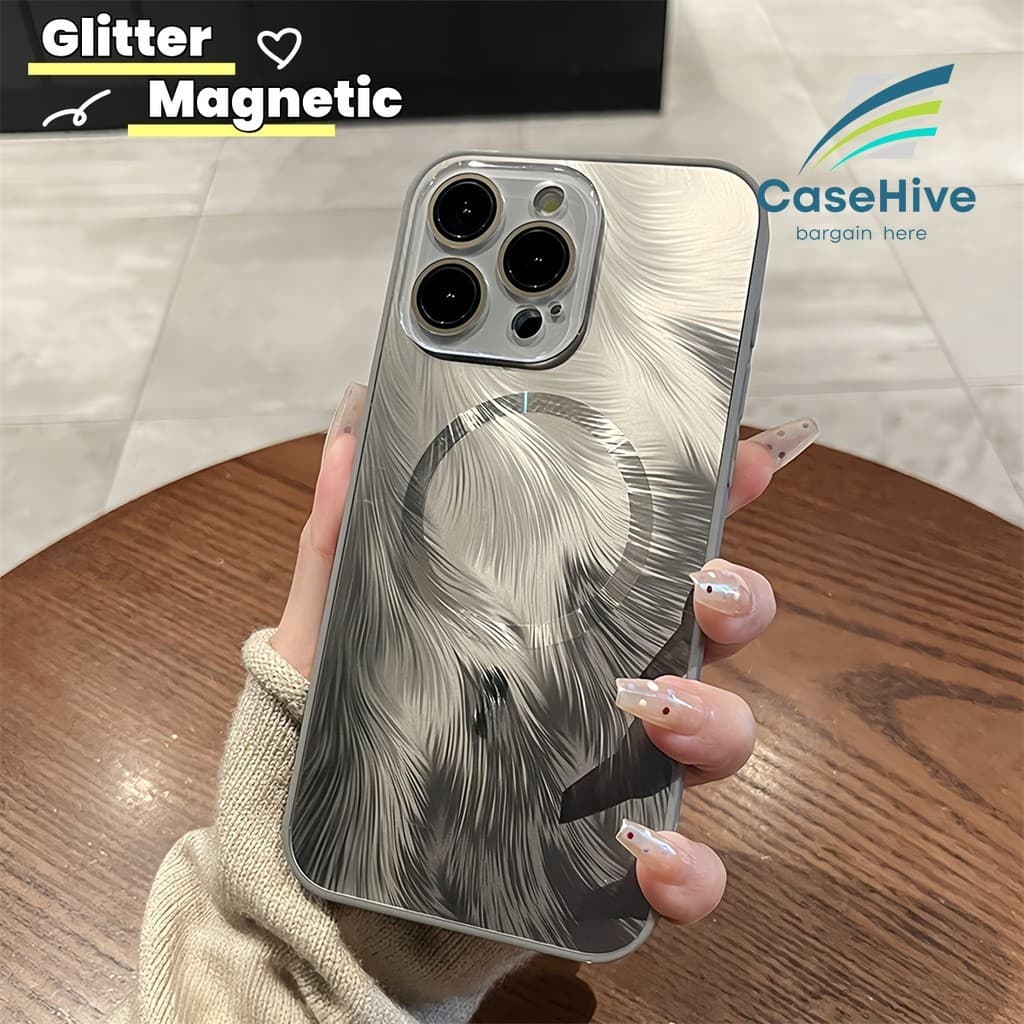 Capa De Telefone Acrílica Magnética Com Padrão De Penas De Luxo Para iPhone 18 Pro Max 17 16 15 16 14 13 11 Protetora De