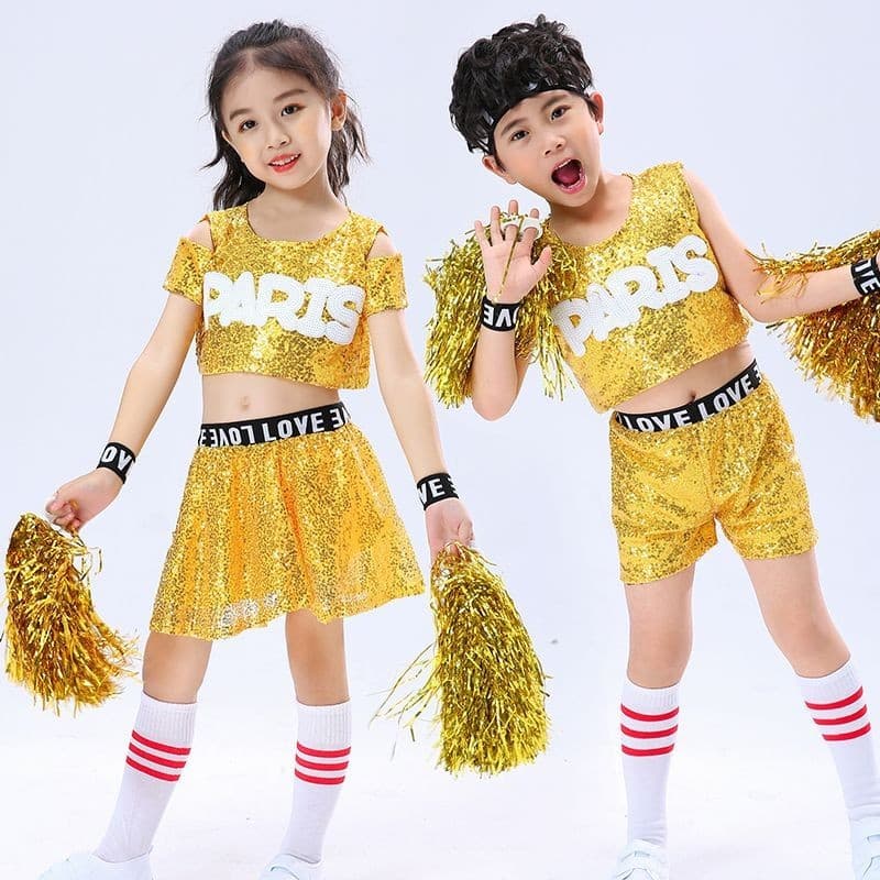 Crianças Jazz dança traje lantejoulas meninas dança de rua cheerleading traje meninas cheerleading dança traje 8.18