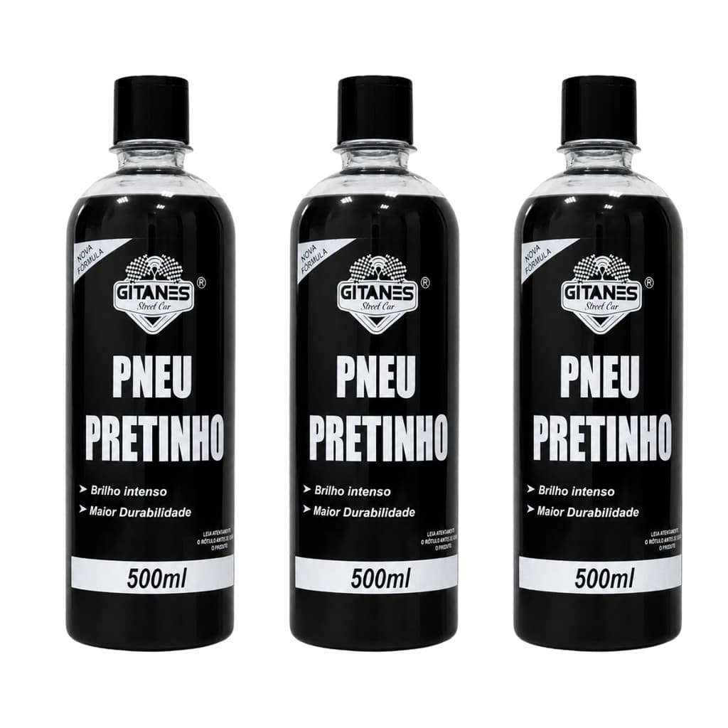 Kit 3 Pretinho Para Pneu Automotivo 500ml