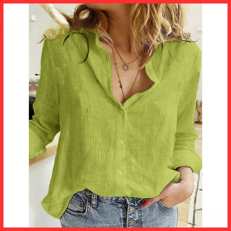 Verão mulheres camisas primavera algodão linho camisas casuais botão sólido lapela blusas manga longa solto E cxif