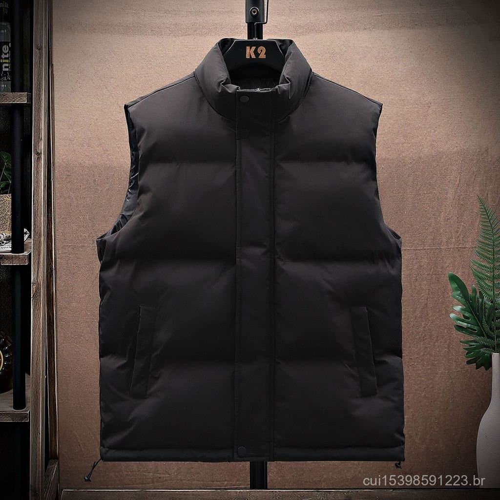 Cross-Border outono inverno colete masculino na moda colete térmico velo engrossado acolchoado colete pode imprimir logo