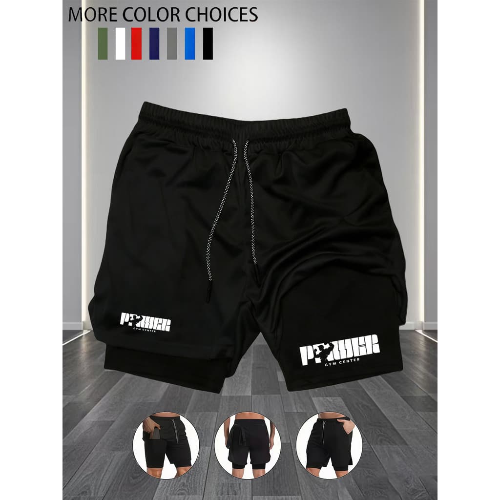 Shorts duplos masculinos F Fitness Sports de secagem rápida | Shorts esportivos masculinos de camada dupla para corrida,